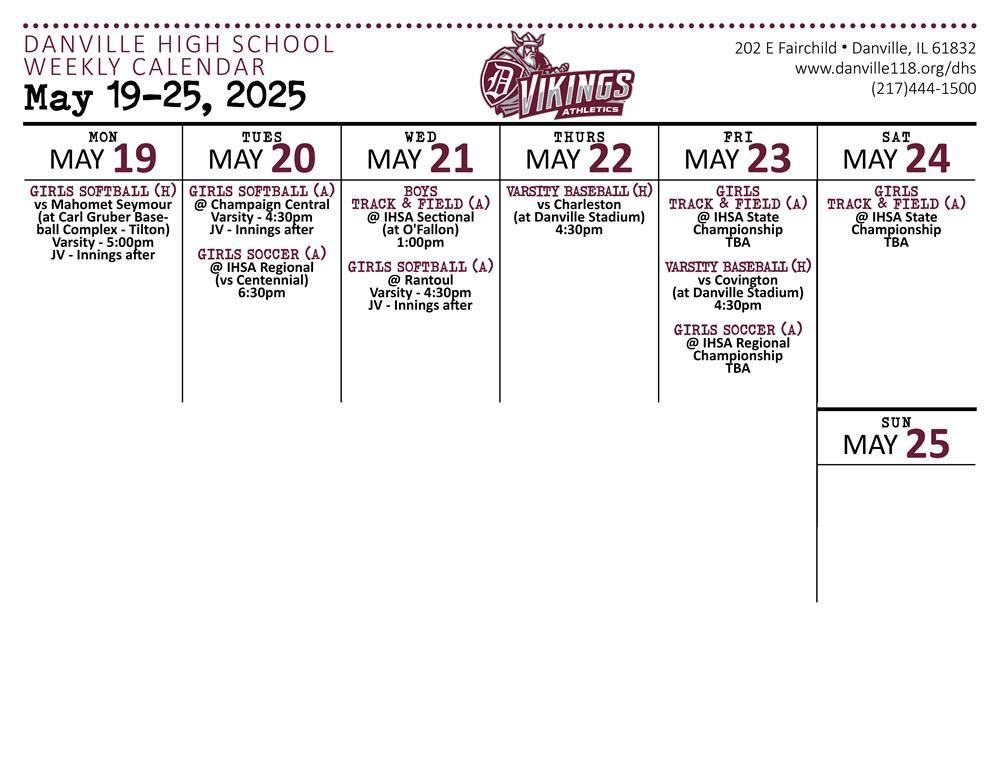  Athletic Calendar